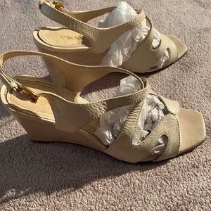 Authentic Prada vintage leather wedge sandals 7.5